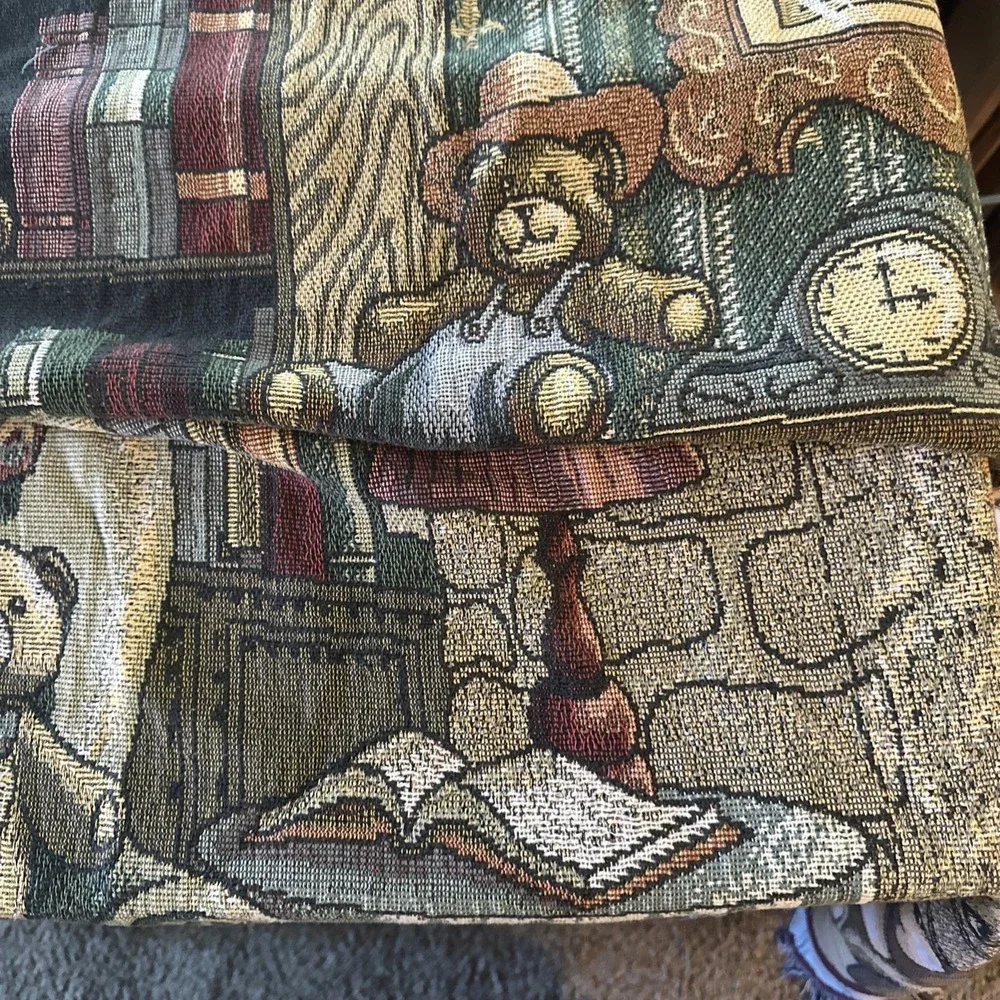Vtg The Bears Den Lg Christmas Tapestry Teddy Bears Moon Stars Dalmatian Throw